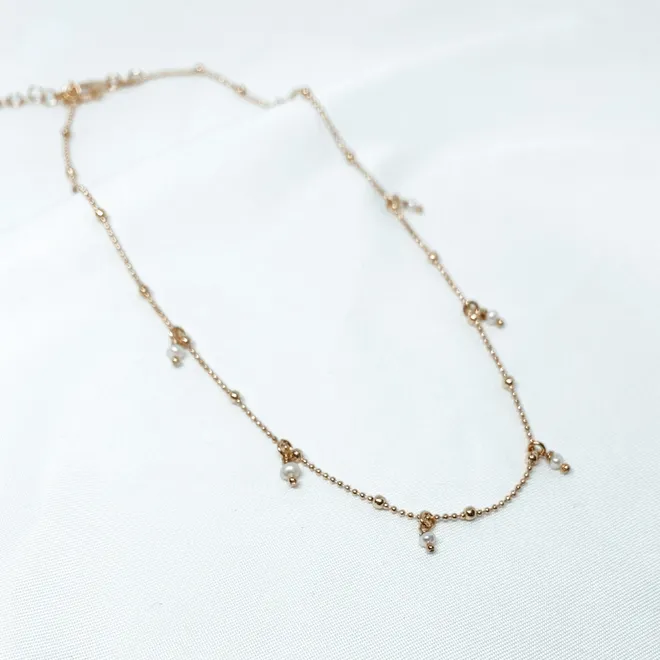 CHOKER Z PERŁAMI; SREBRNY POZŁACANY