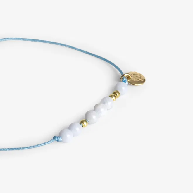 Bransoletka sznurkowa; z chalcedonem