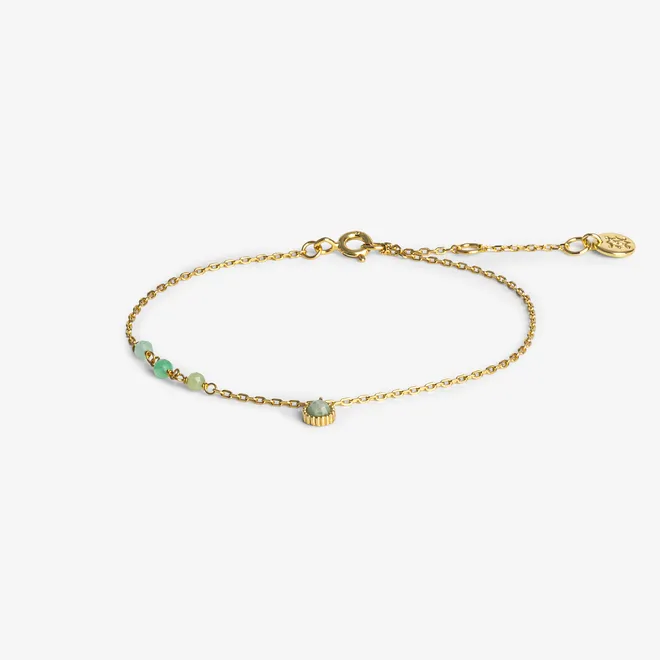 Bransoletka z jadeitem i amazonitem;srebrna pozłacana