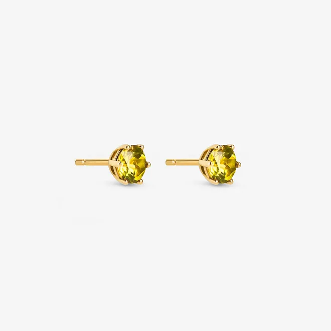 Kolczyki z perydotem 3,8 mm; złote